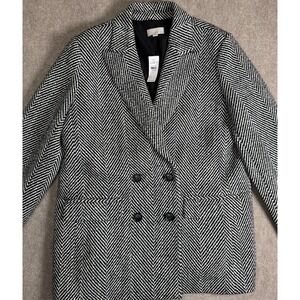 LOFT Black and White Pea Coat